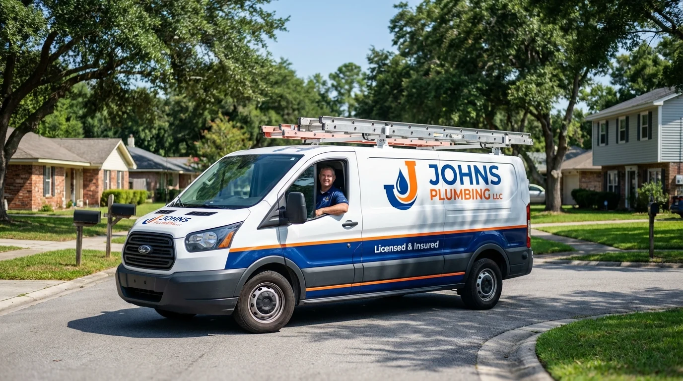 Johns Plumbing LLC service van in Grayville, IL